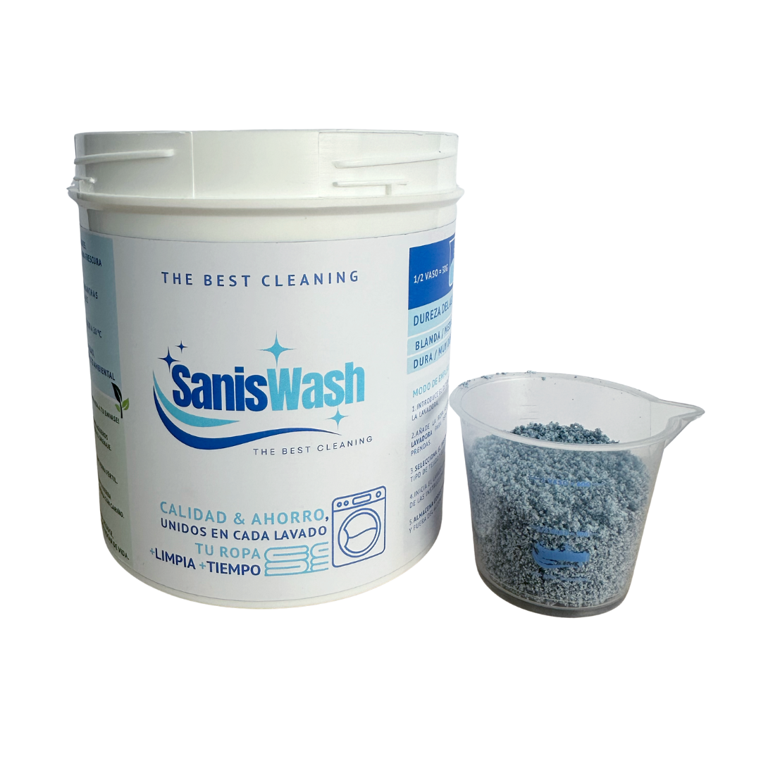 SanisWash – Detergente En Polvo Para Una Limpieza Impecable – 1 kg / 35 Lavados