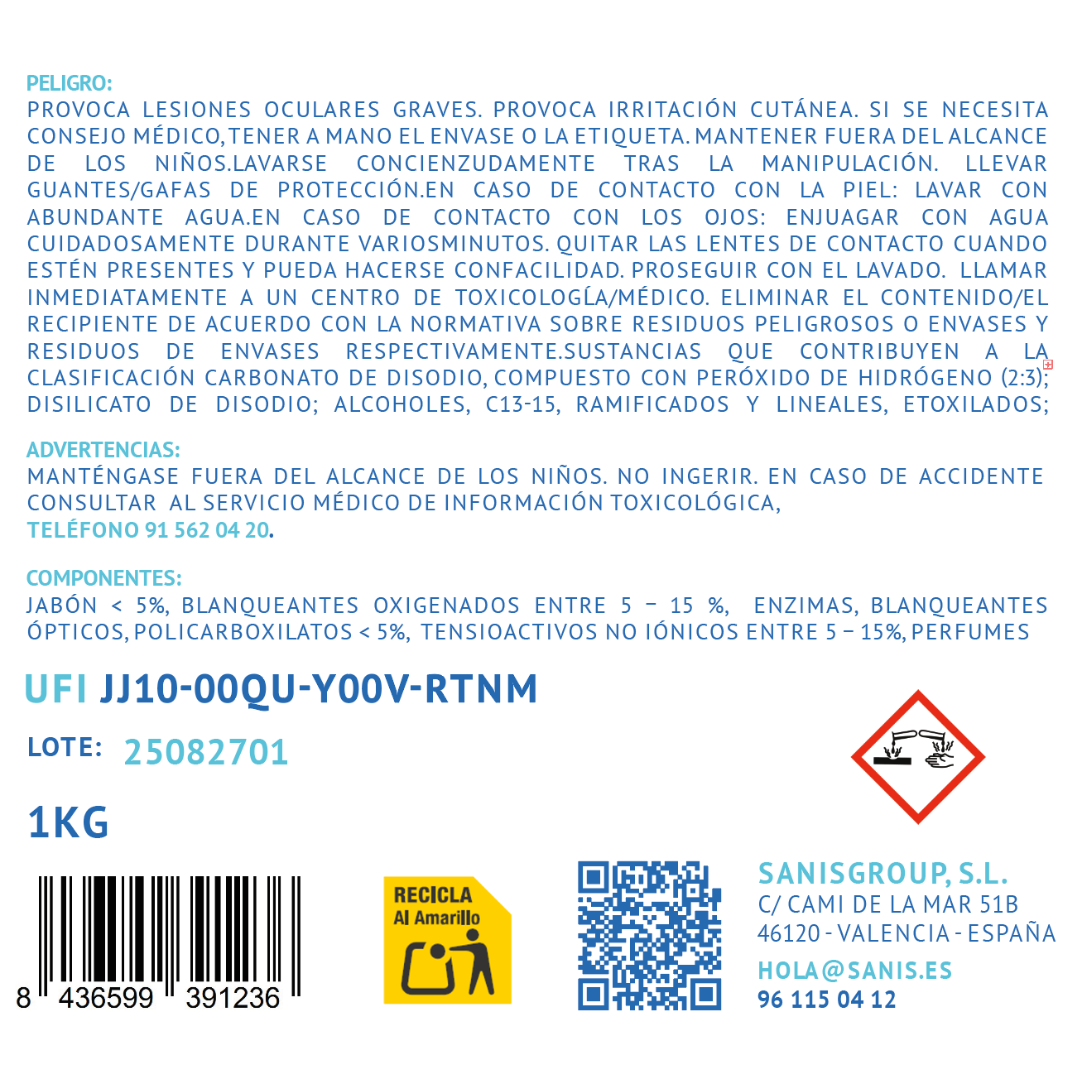 SanisWash – Detergente En Polvo Para Una Limpieza Impecable – 1 kg / 35 Lavados - Imagen 8